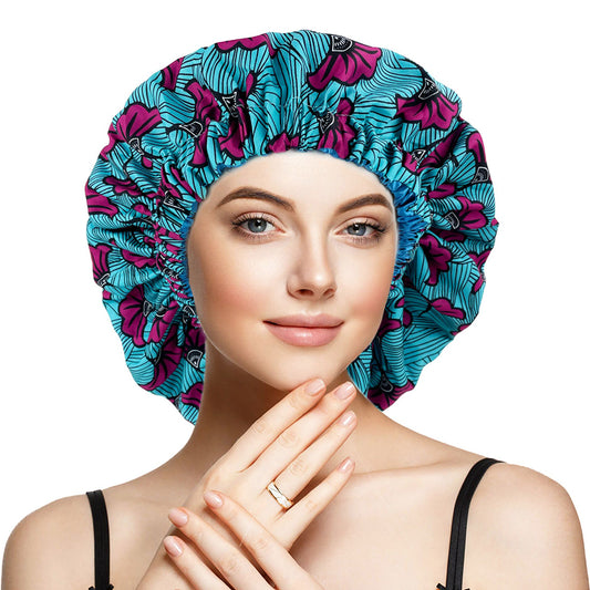 LUXURY DOUBLE LAYER HAIR BONNET FOR CURL HAIR WITH AMAZING PATTERN